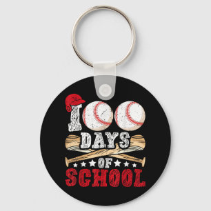 100 Days Of School Baseball Boys Kids Teacher Key Ring