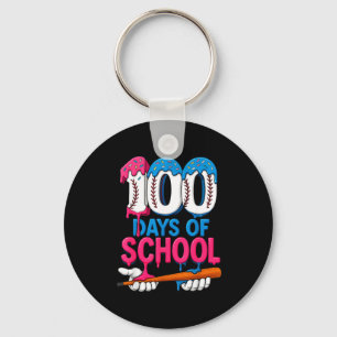 100 Days Of School Baseball Drip Bat 100th Day Of  Key Ring