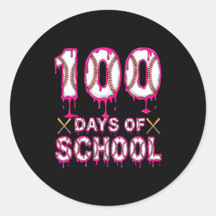 100 Days Of School Baseball Ice Cream Drip 100th D Classic Round Sticker