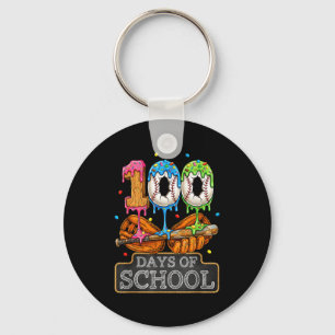 100 Days Of School Baseball Ice Cream Drip Student Key Ring