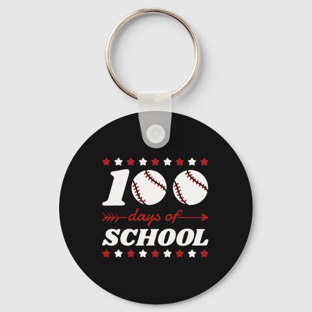 100 Days Of School Baseball Lovers  Key Ring (Front)