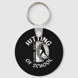 100 Days Of School Baseball Player Teacher Student Key Ring