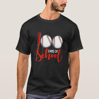 100 Days of School Baseball Teacher Boys 100th Day T-Shirt