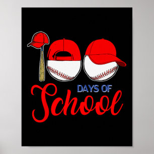 100 Days Of School Baseball Teacher Kids 100th Day Poster
