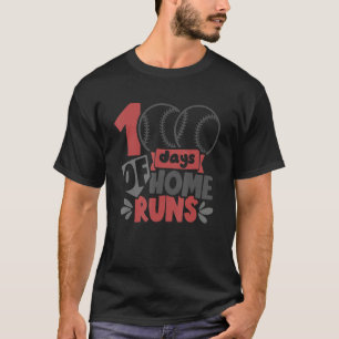 100 Days of School Baseball Teacher Kids 100th Day T-Shirt