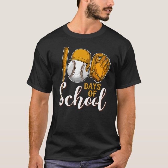 100 Days Of School Baseball Teacher Kids 100th Day T-Shirt (Front)