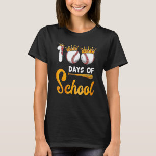 100 Days of School Baseball Teacher Kids 100th Day T-Shirt
