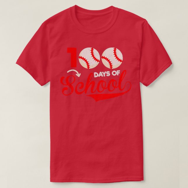 100 days of school baseball teachers kids T-Shirt (Design Front)