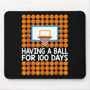 100 Days Of School Basketball 100th Day Balls Gift Mouse Mat