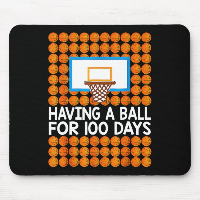 100 Days Of School Basketball 100th Day Balls Gift Mouse Mat (Front)