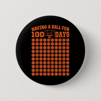 100 Days Of School Basketball 100th Day For Boys  6 Cm Round Badge