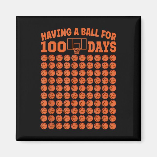 100 Days Of School Basketball 100th Day For Boys  Magnet (Front)