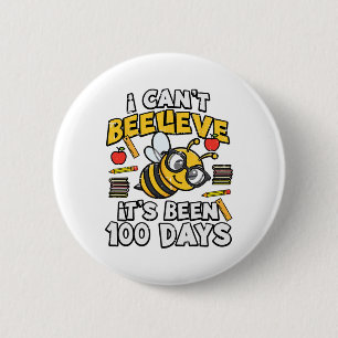 100 Days Of School Bee Funny 100th Day Teacher Wom 6 Cm Round Badge