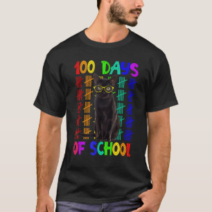 100 Days Of School Black Cat Wearing Glasses Smart T-Shirt