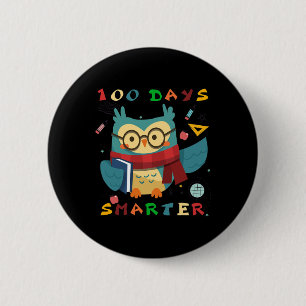 100 Days Of School Boy Girl Gift Smarter Owl Lover 6 Cm Round Badge