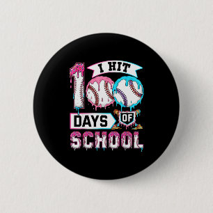 100 Days Of School Boys Baseball Drip 100th Day Ki 6 Cm Round Badge