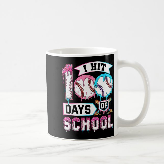 100 Days Of School Boys Baseball Drip 100th Day Ki Coffee Mug (Right)