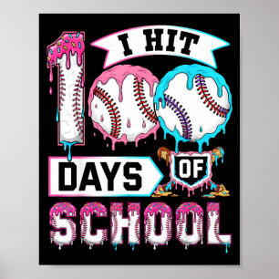 100 Days Of School Boys Baseball Drip 100th Day Ki Poster