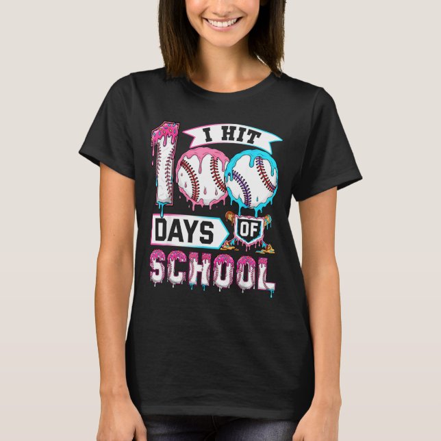 100 Days Of School Boys Baseball Drip 100th Day Ki T-Shirt (Front)