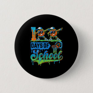 100 Days Of School Boys Basketball Drip 100th Day  6 Cm Round Badge