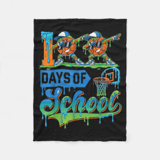 100 Days Of School Boys Basketball Drip 100th Day  Fleece Blanket