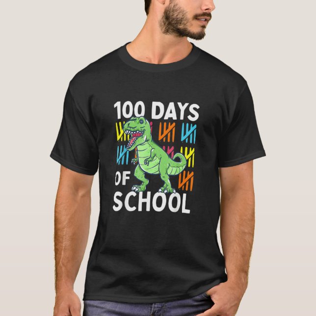 100 Days Of School Boys Dinosaur 100th Day Dino 1 T-Shirt (Front)