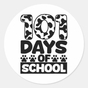100 Days Of School Boys Girls Dalmatian Dog  Classic Round Sticker