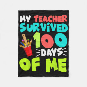 100 Days Of School Boys Girls Kids Teacher Gift Fu Fleece Blanket