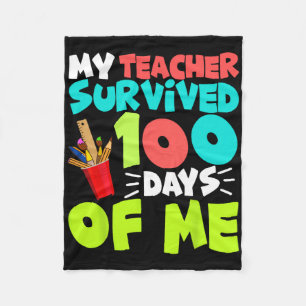 100 Days Of School Boys Girls Kids Teacher Gift Fu Fleece Blanket