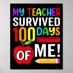100 Days Of School Boys Girls Kids Teacher Gift Fu Poster
