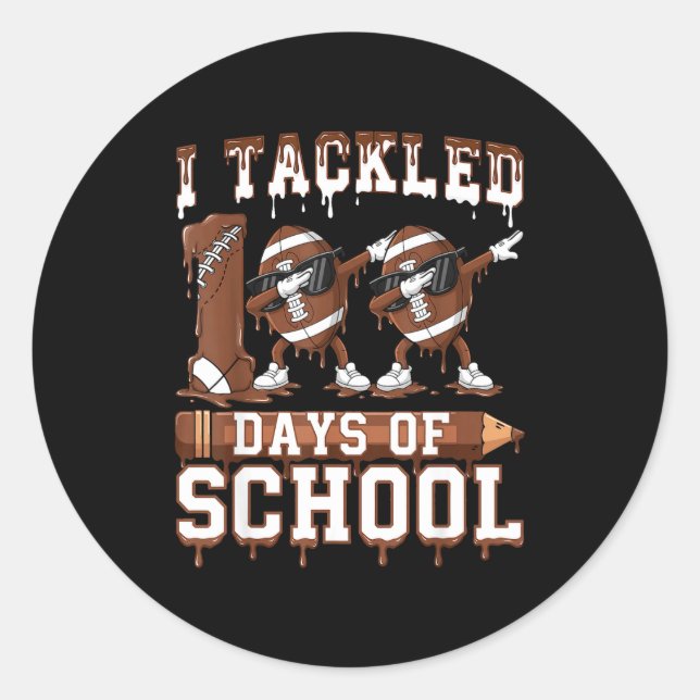 100 Days Of School Boys Kids 100th Day Of School F Classic Round Sticker (Front)