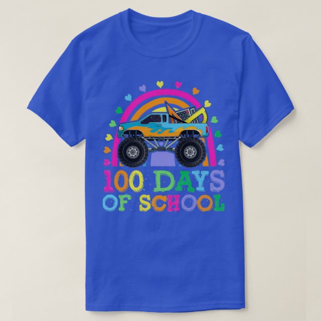 100 Days Of School Boys Monster Truck T-Shirt (Design Front)