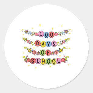 100 Days Of School Bracelet 100th Day Girls Kids Classic Round Sticker