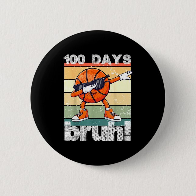 100 Days Of School Bruh Funny Kids Boys Dabbing Ba 6 Cm Round Badge (Front)