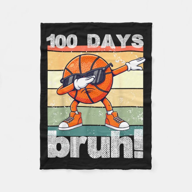 100 Days Of School Bruh Funny Kids Boys Dabbing Ba Fleece Blanket (Front)