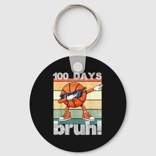 100 Days Of School Bruh Funny Kids Boys Dabbing Ba Key Ring (Front)