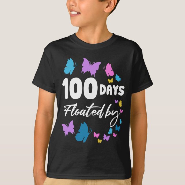 100 Days of School Butterfly Floated by Cute  T-Shirt (Front)