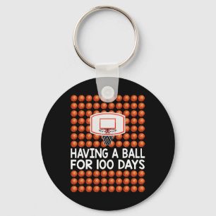 100 Days Of School Bysketbyll For Boys Girls Kids Key Ring