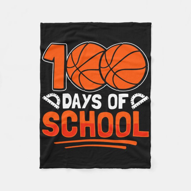 100 Days Of School Bysketbyll For Students Coach P Fleece Blanket (Front)