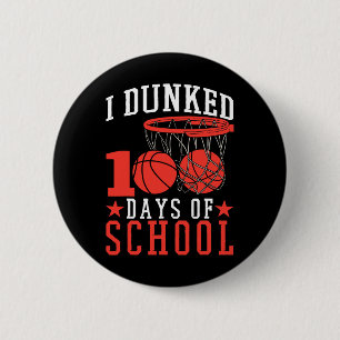 100 Days Of School Bysketbyll Kids 6 Cm Round Badge