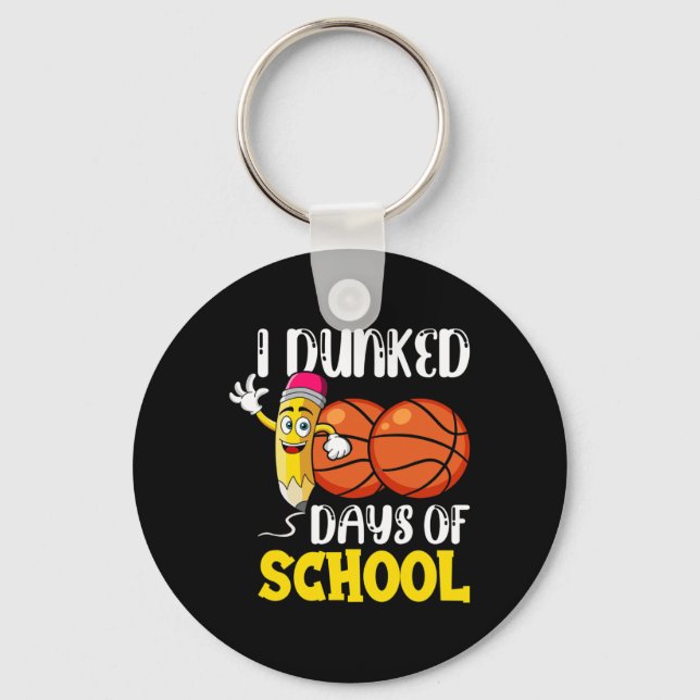 100 Days Of School Bysketbyll Teacher Student  Key Ring (Front)