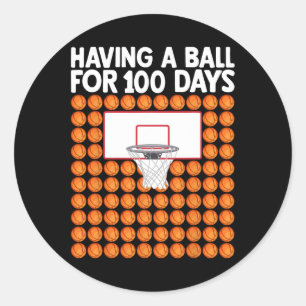 100 Days Of School Bysketll 100th Day For Boys Gir Classic Round Sticker