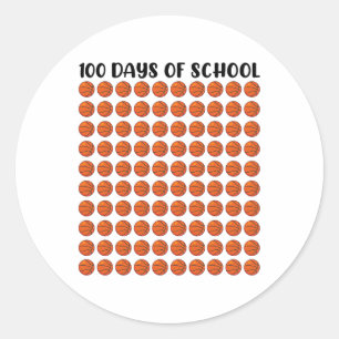 100 Days Of School Bysketll 100th Teacher  Classic Round Sticker