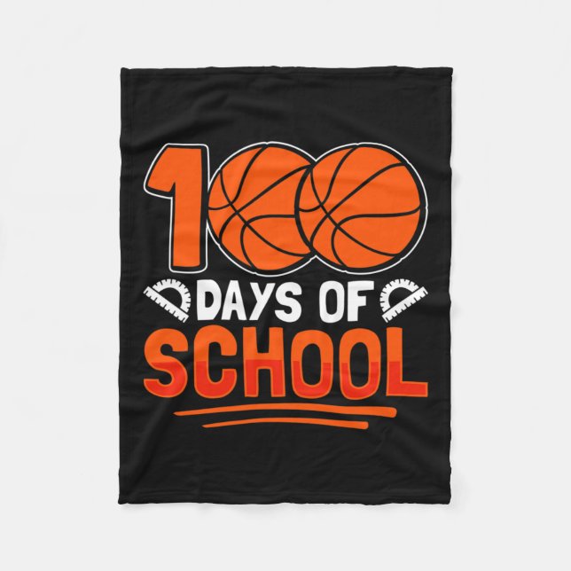 100 Days Of School Bysketll For Students Coach Pe  Fleece Blanket (Front)