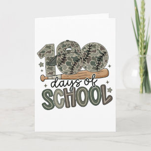 100 Days of School Camo Baseball Teacher Card