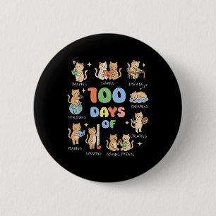 100 Days Of School Cat For Teacher 100th Day Of Sc 6 Cm Round Badge