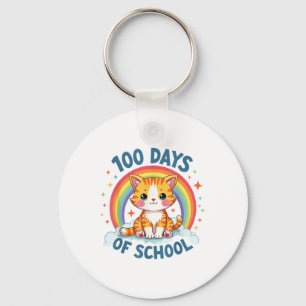 100 Days Of School Cat Girls Teacher 100th Day Of Key Ring