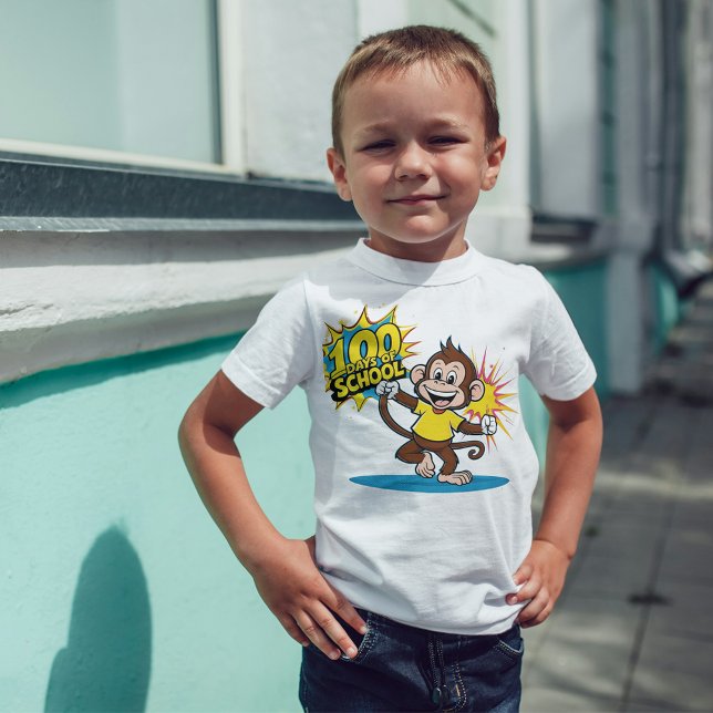 100 Days of School Celebration Monkey Fun Graphic T-Shirt (Creator Uploaded)