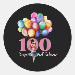 100 Days Of School Celebration Outfit Kids, Girls Classic Round Sticker