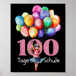 100 Days Of School Celebration Outfit Kids, Girls  Poster
